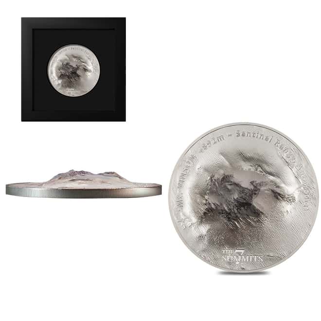 2022 Cook Islands 5 oz Silver Mount Vinson Coin .999 Fine (w/Box & COA)