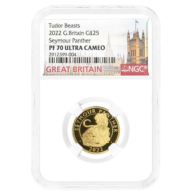 2022 Great Britain 1/4 oz Proof Tudor Beasts Seymour Panther Gold Coin NGC PF 70 UCAM