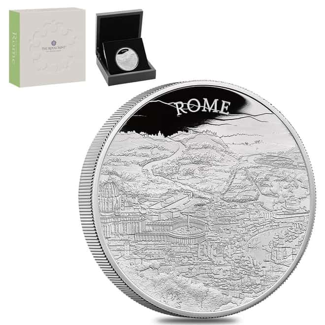 2022 Great Britain 5 oz City Views Rome Proof Silver Coin .999 Fine (w/Box & COA)