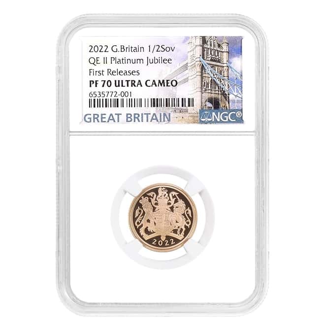 2022 Great Britain Proof Gold 1/2 Sovereign Platinum Jubilee NGC PF 70 FR