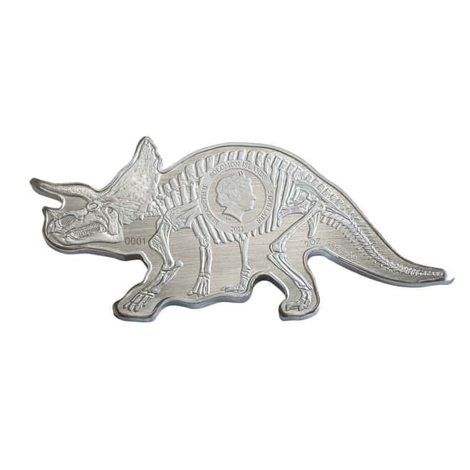 2022 Solomon Islands 2 oz Silver Triceratops Dinosaurs of North America Coin