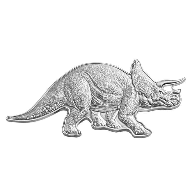2022 Solomon Islands 2 oz Silver Triceratops Dinosaurs of North America Coin