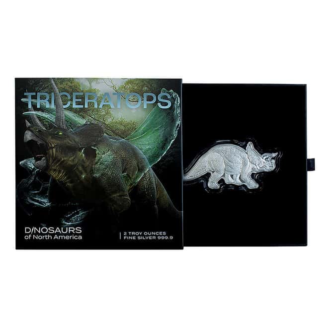 2022 Solomon Islands 2 oz Silver Triceratops Dinosaurs of North America Coin