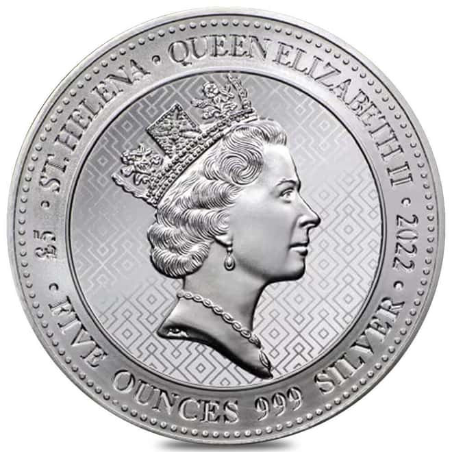 2022 St. Helena 5 oz Queen's Virtues Victory Silver Coin .999 Fine BU
