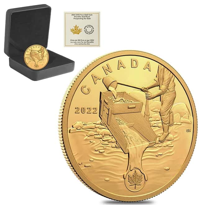 2022 Canada 1 oz Proof Gold Prospecting for Gold Coin - Klondike Gold Rush .99999 Fine (w/Box & COA)