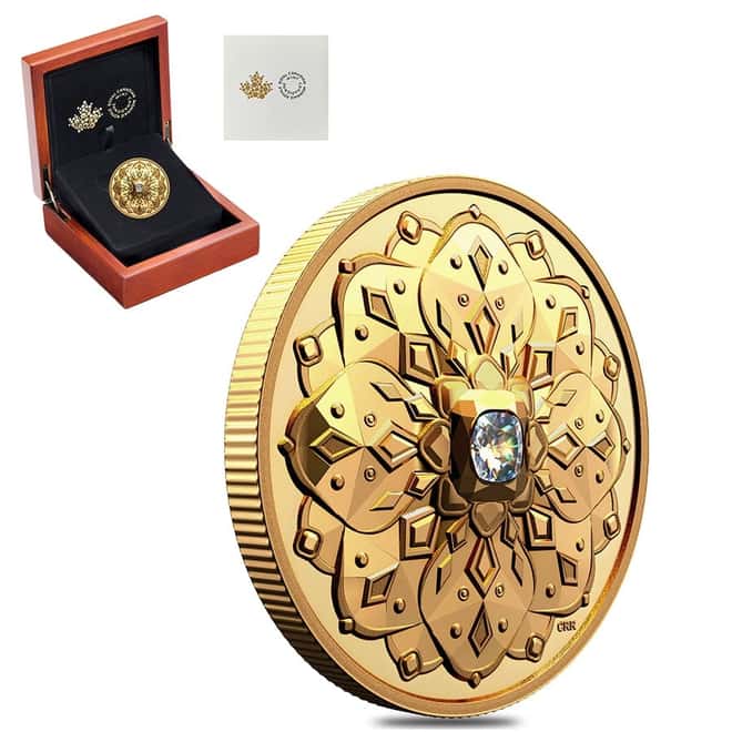 2022 Canada 1 oz Proof Gold Forevermark Black Label Cushion Diamond Coin .9999 Fine (w/Box & COA)