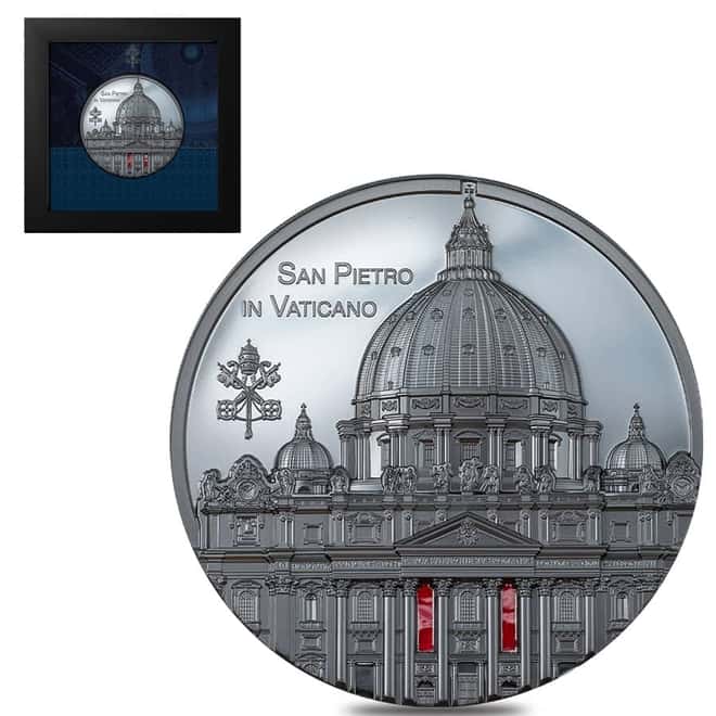 2022 Palau 5 oz Proof Silver Tiffany Art Metropolis - San Pietro Vatican Coin .999 Fine (w/Box & COA)