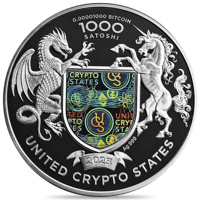 2023 1 oz United Crypto States Liberty Proof Silver Round