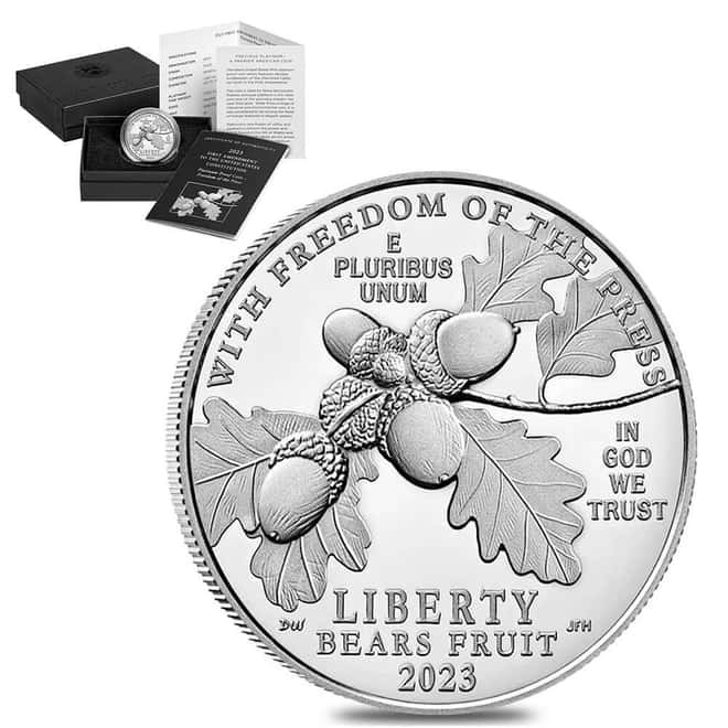 2023-W 1 oz Proof Platinum American Eagle Freedom of the Press (w/Box & COA)