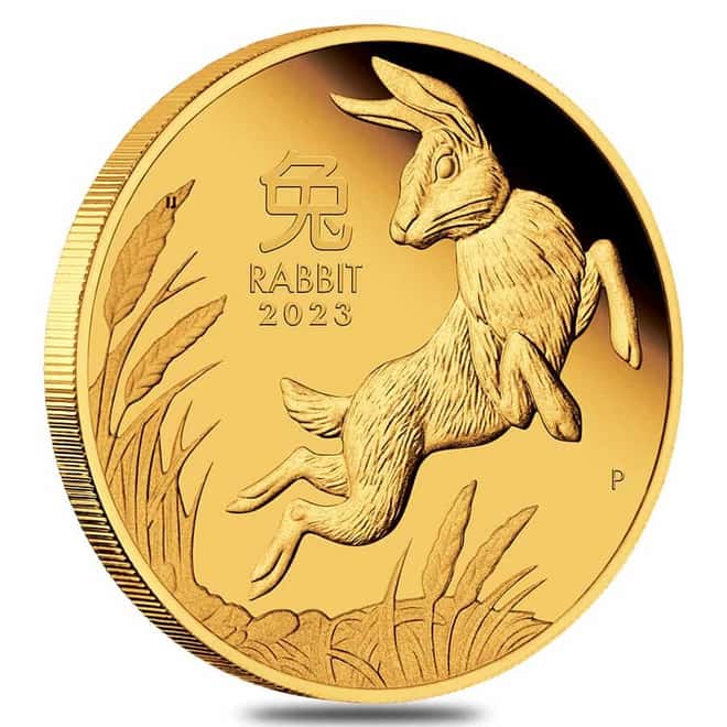 2023 1 oz Proof Gold Lunar Year of The Rabbit Australian Perth Mint (w/Box & COA)