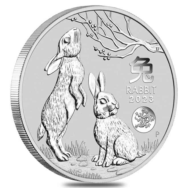 Box of 100 - 2023 1 oz Silver Lunar Year of The Rabbit Dragon Privy BU Australian Perth Mint In Cap (5 Rolls, Lot of 100)