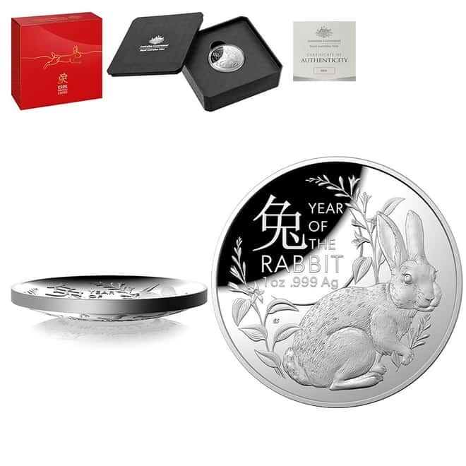 2023 1 oz Proof Silver Lunar Year of the Rabbit Domed Coin Royal Australian Mint (w/Box & COA)
