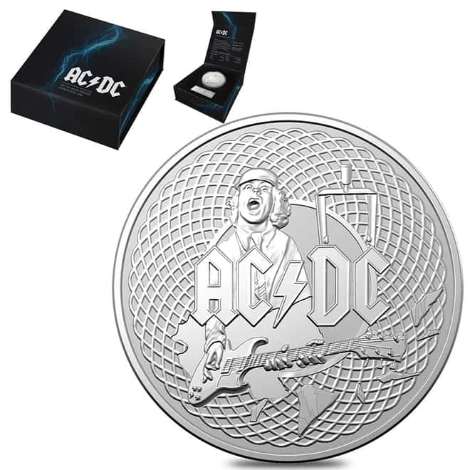 2023 1 oz AC/DC Frosted Silver Coin .999 Fine - Royal Australian Mint (w/Box & COA)
