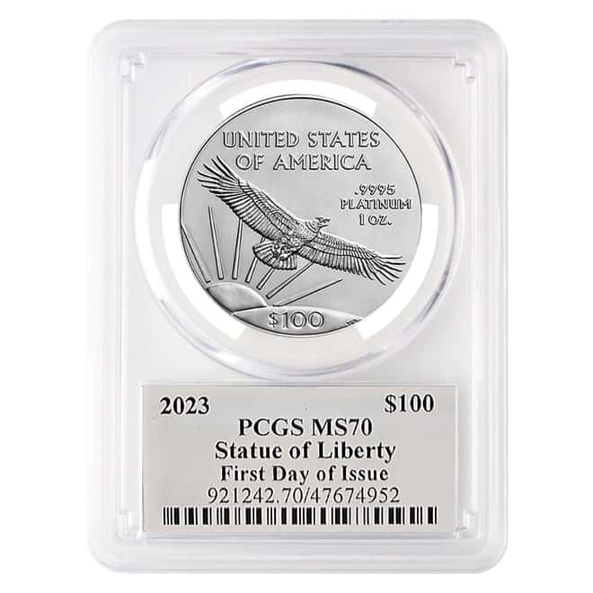 2023 1 oz Platinum American Eagle PCGS MS 70 FDOI (David Hall)