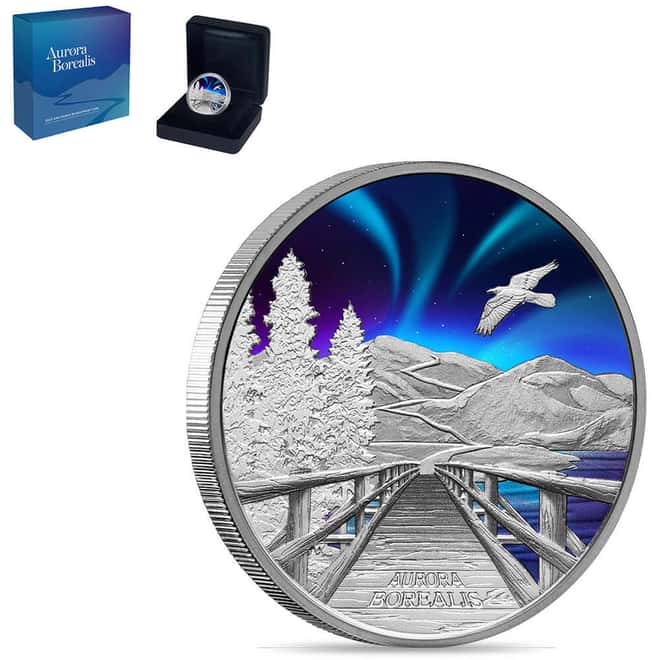2023 1 oz Proof Silver Aurora Borealis Coin Tuvalu Perth Mint