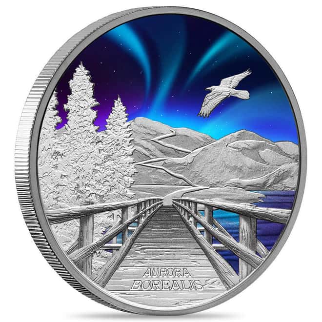 2023 1 oz Proof Silver Aurora Borealis Coin Tuvalu Perth Mint