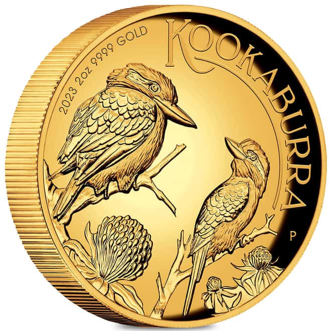 2023 2 oz Proof Gold Australian Kookaburra Perth Mint High Relief Coin (w/Box & COA)