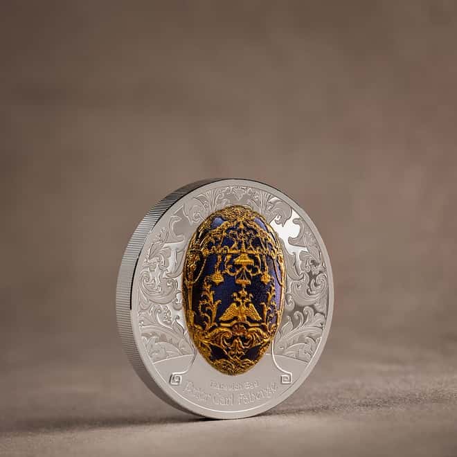 2023 2 oz Silver Faberge Tsarevich Egg Mongolia Coin .999 Fine (w/Box & COA)