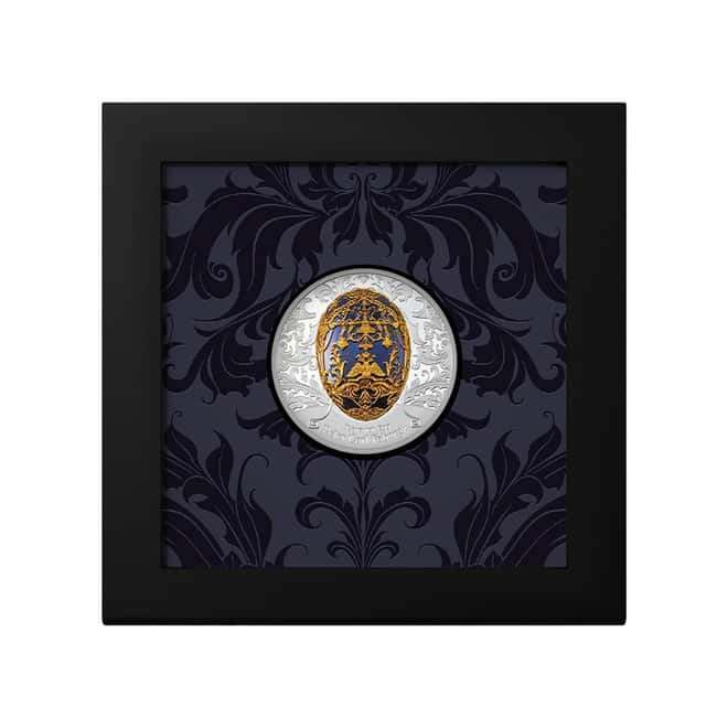 2023 2 oz Silver Faberge Tsarevich Egg Mongolia Coin .999 Fine (w/Box & COA)