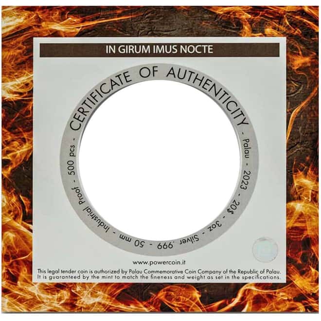 2023 3 oz Palau In Girum Imus Nocte Industrial Proof Silver Coin