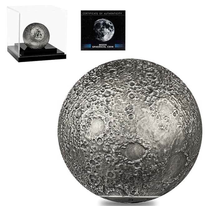 2023 3 oz Silver Moon Spherical Coin Barbados .999 Fine (w/Box & COA)