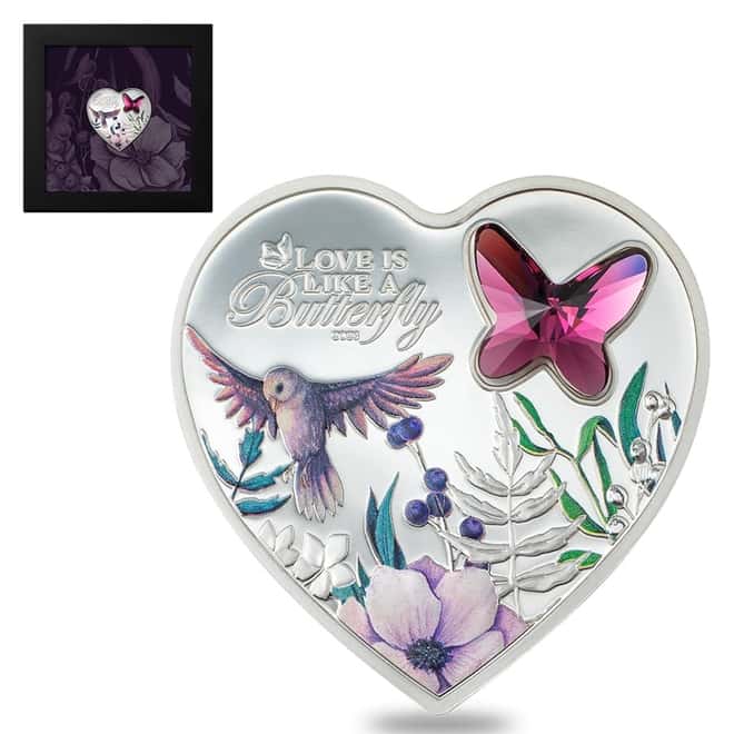 2023 Cook Islands 20 gram Proof Silver Brilliant Love Butterfly Coin .999 Fine (w/Box & COA)
