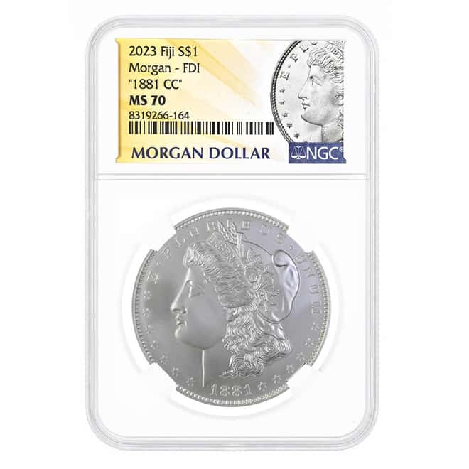 2023 Fiji 1 oz Morgan Silver Dollar "1881-CC" NGC MS 70 FDOI