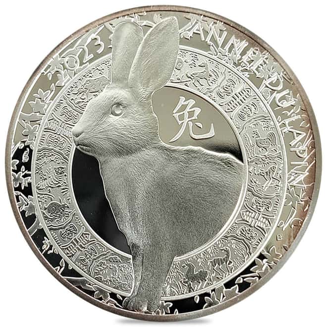 2023 France Lunar Rabbit 10 Euros Proof Silver Coin