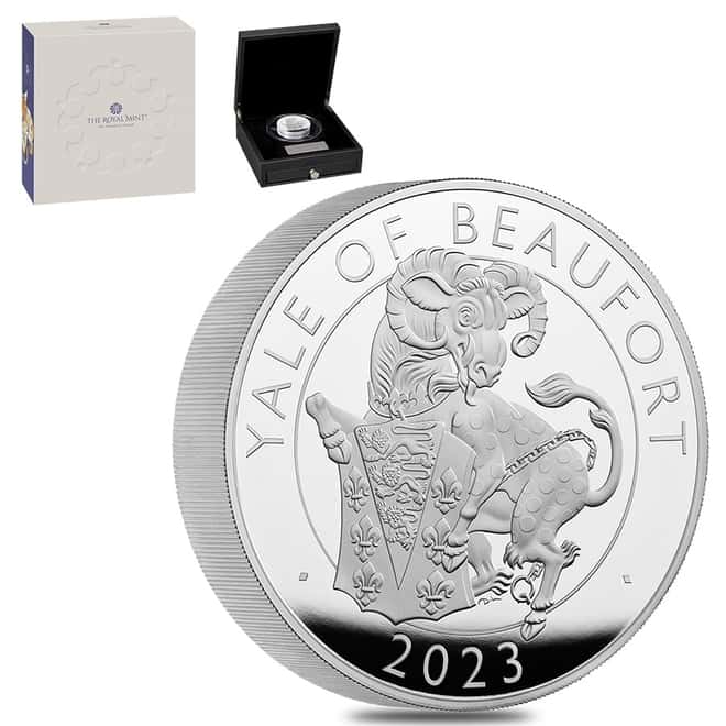 2023 Great Britain 10 oz Proof Silver The Tudor Beasts Yale of Beaufort Coin .999 Fine (w/Box & COA)