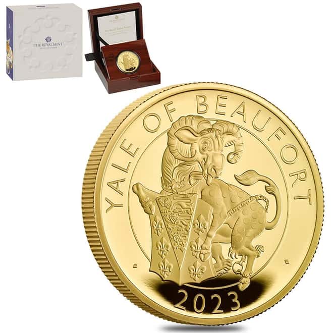 2023 Great Britain 1 oz Proof Gold The Tudor Beasts Yale of Beaufort Coin .9999 Fine (w/Box & COA)