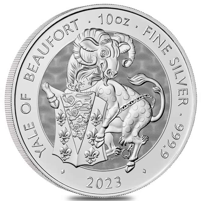 2023 Great Britain 10 oz Silver The Tudor Beasts Yale of Beaufort Coin .9999 Fine BU 