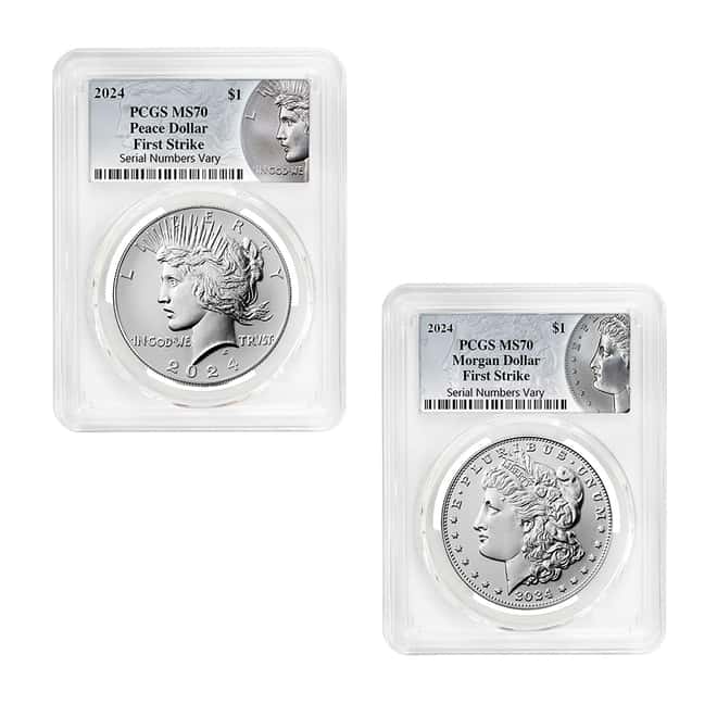 2024 Morgan and Peace Silver Dollar 2-Coin Set PCGS MS 70 FS (Morgan/Peace)