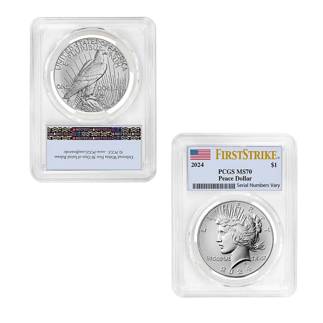 2024 Morgan and Peace Silver Dollar 2-Coin Set PCGS MS 70 FS