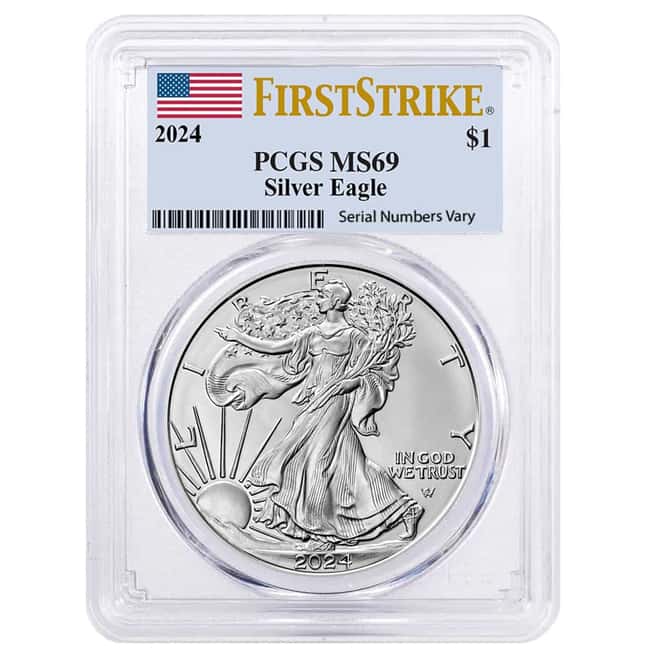 Box of 20 - 2024 1 oz Silver American Eagle PCGS MS 69 FS (Flag)