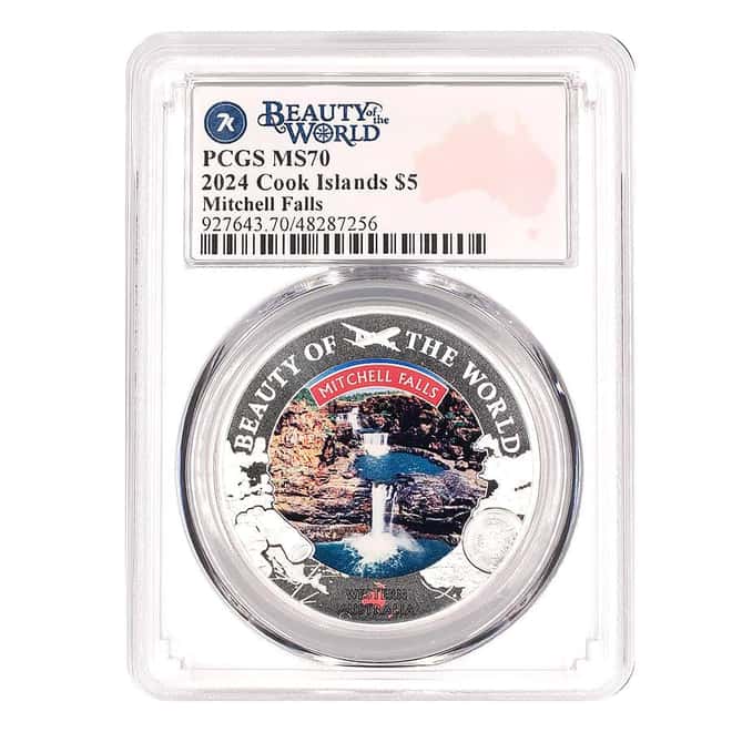 2024 Cook Islands 1 oz Beauty of the World Mitchell Falls Silver Coin PCGS MS 70