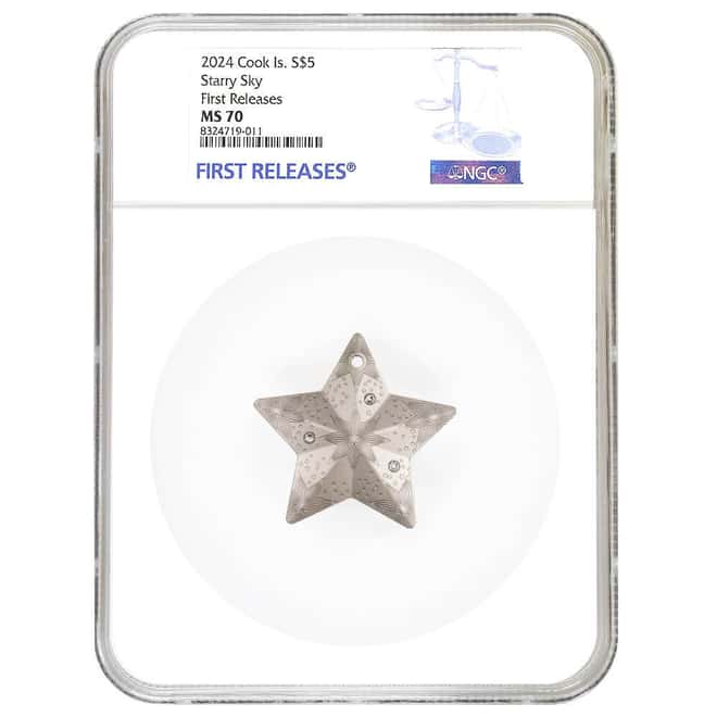 2024 Cook Islands 1 oz Starry Sky Holiday Ornaments Silver Coin NGC MS 70 FR