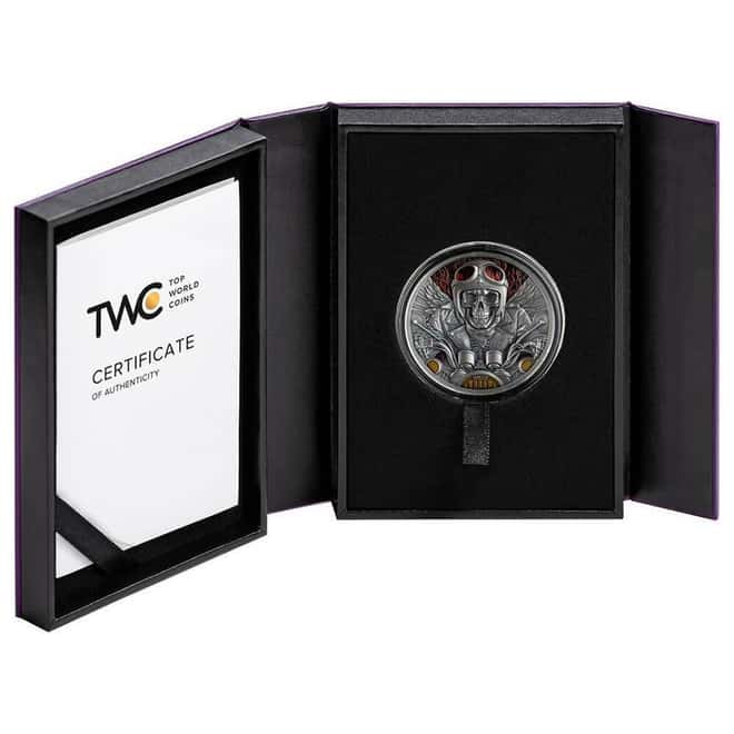 2024 Ghana 1 oz Biker Memento Mori Antiqued High Relief Silver Coin