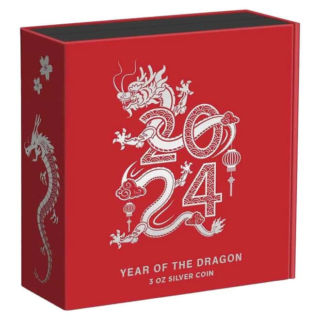 2024 Niue 3 oz Lunar Dragon Proof Colorized Silver Coin .999 Fine