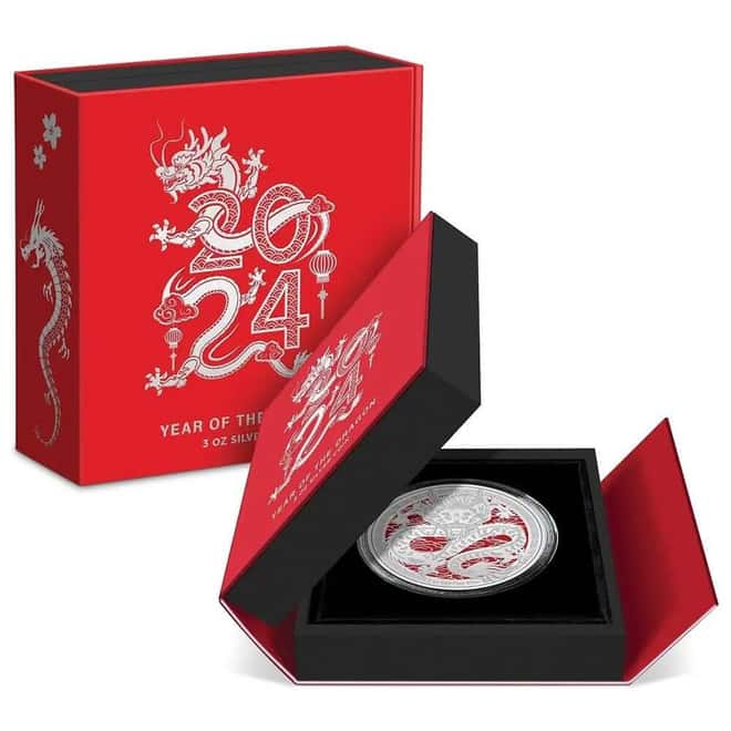 2024 Niue 3 oz Lunar Dragon Proof Colorized Silver Coin .999 Fine