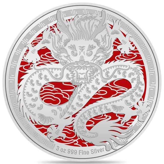 2024 Niue 3 oz Lunar Dragon Proof Colorized Silver Coin .999 Fine