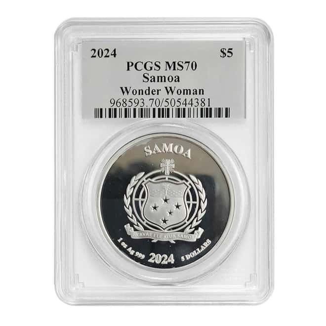 2024 Samoa 1 oz DC Comics Wonder Woman Silver Coin PCGS MS 70