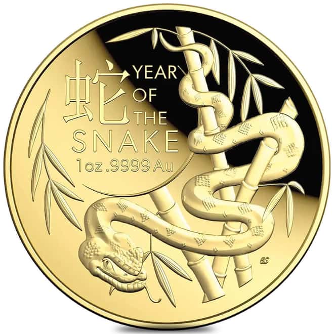 2025 1 oz Royal Australian Mint Gold Lunar Snake Domed Coin