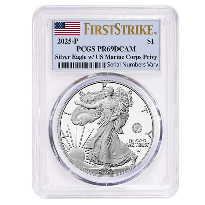 2025-P Marine Corps Privy 1 oz Proof Silver American Eagle PCGS PF 69 FS