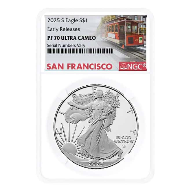 2025-S 1 oz Proof Silver American Eagle NGC PF 70 UCAM ER SF Label