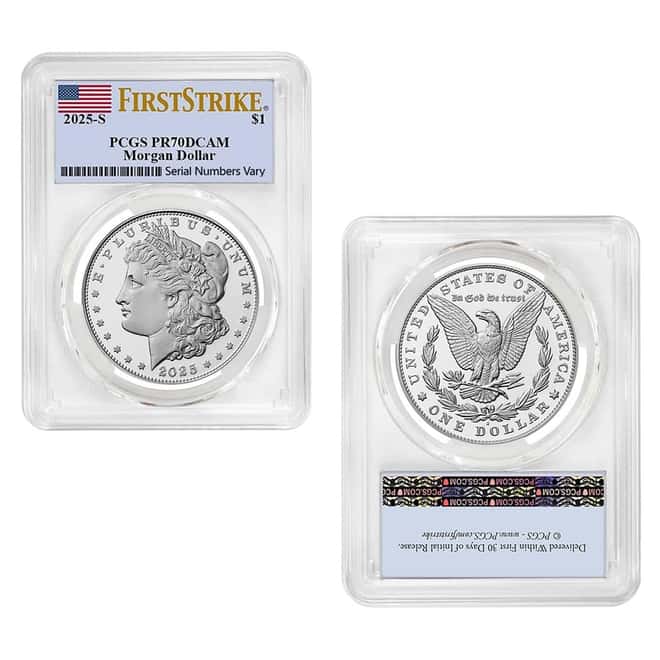2025-S Morgan and Peace Silver Dollar Proof 2-Coin Set PCGS PF 70 FS