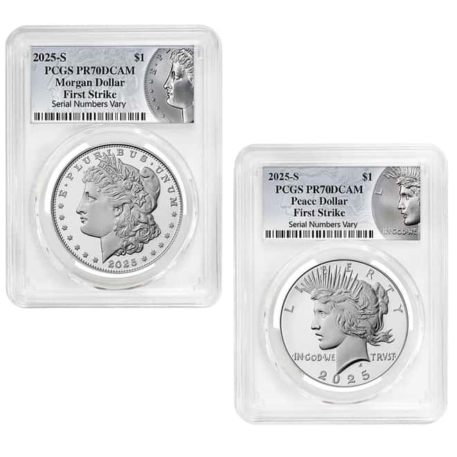 2025-S Morgan and Peace Silver Dollar Proof 2-Coin Set PCGS PF 70 FS (Morgan/Peace)