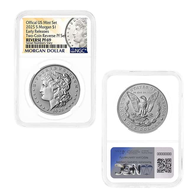 2025-S Morgan and Peace Silver Dollar Reverse Proof 2-Coin Set NGC PF 69 ER (Morgan/Peace)