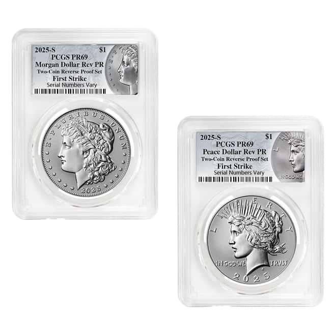 2025-S Morgan and Peace Silver Dollar Reverse Proof 2-Coin Set PCGS PF 69 FS (Morgan/Peace)
