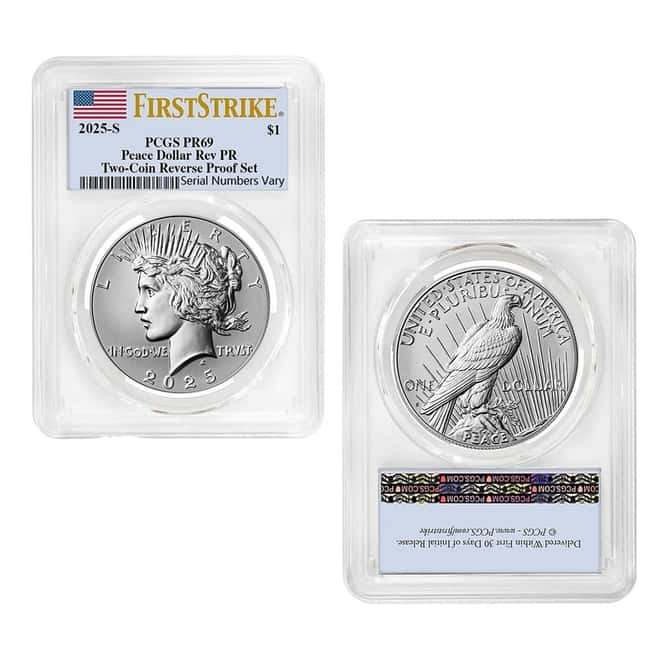 2025-S Morgan and Peace Silver Dollar Reverse Proof 2-Coin Set PCGS PF 69 FS