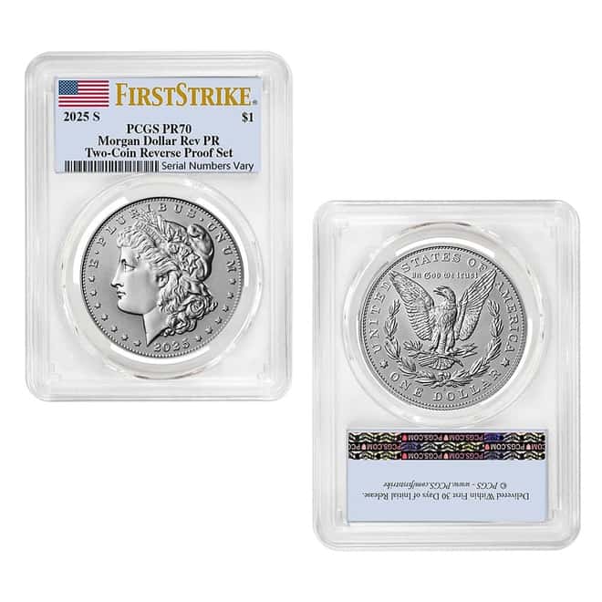 2025-S Morgan and Peace Silver Dollar Reverse Proof 2-Coin Set PCGS PF 70 FS